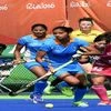 Indian and Japanese women hockey players vie for the ball during opening match of pool B at the Rio Olympic 2016 in Rio de Janeiro Photo: PTI