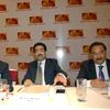(From left to right)  Sushil Agarwal, CFO of Grasim, Kumar Mangalam Birla, Chairman, Aditya Birla Group and Dilip Gaur, MD, Grasim Industries at a press conference to announce merger of AB Nuvo and Grasim (Pic: Kamlesh Pednekar)