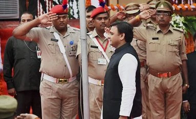 Akhilesh Yadav talks of 'sustainable' development model on Independence Day UP Chief Minister Akhilesh Yadav salutes after unfurling the national flag during the 70th Independence Day function at Vidhan Sabha in Lucknow