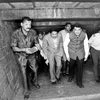 Maharashtra Chief Minister Devendra Fadnavis (second from right) takes a tour of the bunker