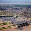 An areal view of flooded affected area in Allahabad