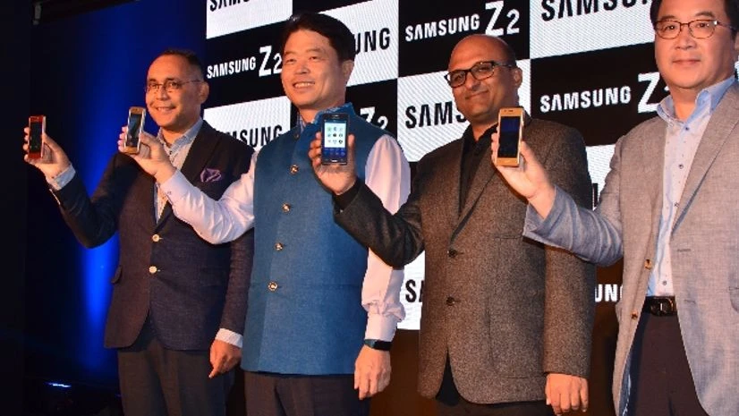 Samsung officials at the launch of its first 4G smartphone Samsung Z2 with Tizen OS in New Delhi. Photo: Sanjay Sharma Samsung officials at the launch of its first 4G smartphone Samsung Z2 with Tizen OS in New Delhi. Photo: Sanjay Sharma
