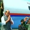 Home Minister Rajnath Singh arrives in Srinagar