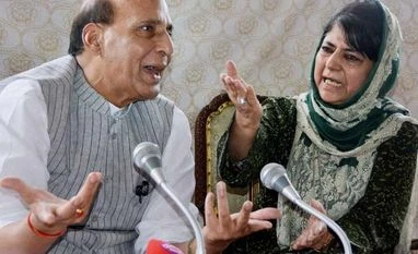 Alternative to pellet guns in few days: Rajnath Singh Rajnath Singh, Mehbooba Mufti