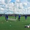 Team India members are warming up ahead of the team's training session at Fort Lauderdale in Florida. Indian cricket team will be playing two T20 Internationals against West Indies for the 1st time in the US.