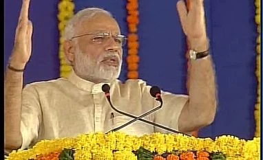 PM Modi inaugurates ambitious SAUNI project in Gujarat Photo Credit: ANI Twitter Handle