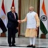Prime Minister Narendra Modi with Egyptian President Abdel-Fattah el-Sissi during their  meeting at Hyderabad House in New Delhi.