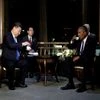US President Barack Obama and Chinese President Xi Jinping, drink tea together in a pavilion at West Lake State Guest House in Hangzhou in eastern China's Zhejiang province.