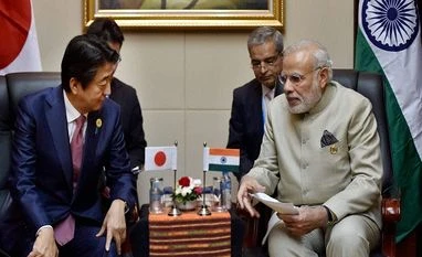 PM Modi holds bilateral meeting with his Japanese counterpart Shinzo Abe Prime Minister Narendra Modi with his Japanese counterpart Shinzo Abe during a bilateral meeting at 28th and 29th ASEAN Summit in Vientiane, Laos