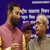 President Pranab Mukherjee with HRD Minister Prakash Javadekar at International Literacy Day 2016 function in New Delhi