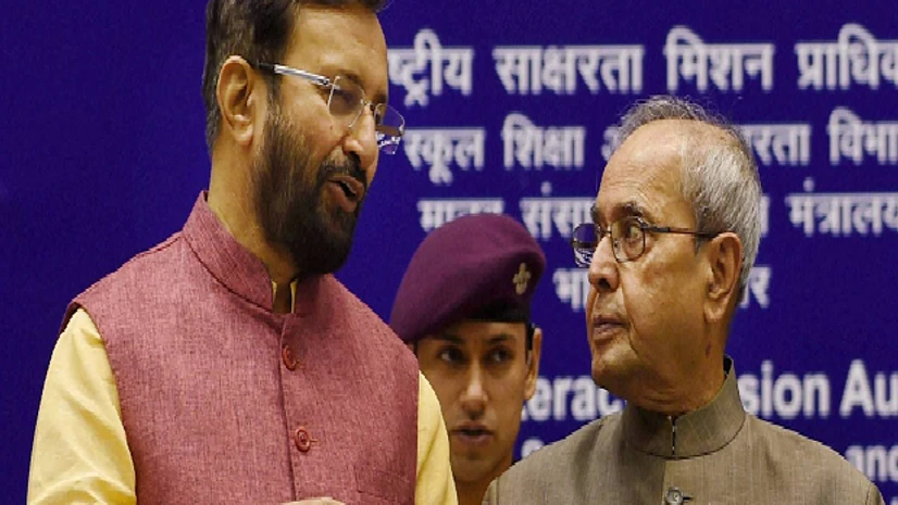 President Pranab Mukherjee with HRD Minister Prakash Javadekar at International Literacy Day 2016 function in New Delhi President Pranab Mukherjee with HRD Minister Prakash Javadekar at International Literacy Day 2016 function in New Delhi