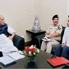 Nabeel Ahmad Wani, a youth from Udhampur in J&amp;K, who topped the BSF Entrance Exam, meeting the Union Home Minister Rajnath Singh