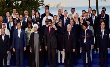 Vice President M Hamid Ansari, Venezuelan President Nicolas Maduro and other world leaders at a group photo at the 17th Summit of the Non Aligned Movement (NAM) at Margarita Island in Venezuela. Photo: PTI Vice President M Hamid Ansari, Venezuelan President Nicolas Maduro and other world leaders at a group photo at the 17th Summit of the Non Aligned Movement (NAM) at Margarita Island in Venezuela. Photo: PTI