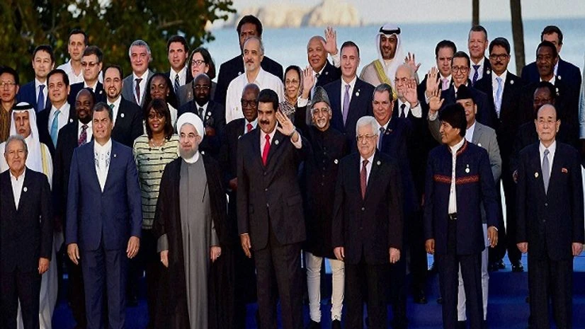 Vice President M Hamid Ansari, Venezuelan President Nicolas Maduro and other world leaders at a group photo at the 17th Summit of the Non Aligned Movement (NAM) at Margarita Island in Venezuela. Photo: PTI Vice President M Hamid Ansari, Venezuelan President Nicolas Maduro and other world leaders at a group photo at the 17th Summit of the Non Aligned Movement (NAM) at Margarita Island in Venezuela. Photo: PTI