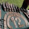 Army displays arms and ammunition recovered from the four fidayeen militants who attacked Army brigade Camp, at Uri in Jammu and Kashmir. Photo: PTI