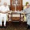 President Pranab Mukherjee with Prime Minister Narendra Modi at Rashtrapati Bhavan in New Delhi. Photo:PTI