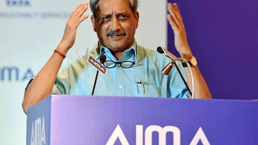 Defence Minister Manohar Parrikar Defence Minister Manohar Parrikar addresses the 43rd National Mangement Convention at AIMA in New Delhi