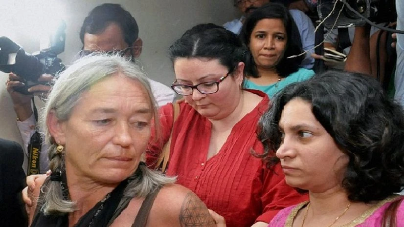 Goa: An upset Fiona Mackeown, the mother of British school girl Scarlett Keeling, after the verdict in her daughter's rape and death case, in Goa on Friday. Goa: An upset Fiona Mackeown, the mother of British school girl Scarlett Keeling, after the verdict in her daughter's rape and death case, in Goa on Friday.