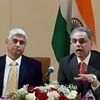 Ministry of External Affarirs spokesperson Vikas Swarup and India's ambassador to the UN Syed Akbaruddin address a press conference at the Indian Mission in United Nations. Photo: PTI
