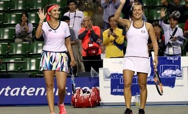 Sania-Strycova falter at final hurdle in Wuhan Open Sania Mirza, left, of India, and her partner Barbora Strycova, of the Czech Republic. Photo:AP|PTI