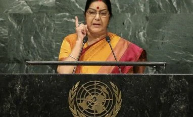 Pakistan must target terror groups targeting neighbours: US Minister of External Affairs Sushma Swaraj speaks during the 71st session of the United Nations General Assembly at UN Headquarters.