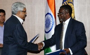 Dr M Rajeevan, secretary, MoES (left) and Dr Nii Odunton, secretary general, ISA ink pact for an exploration for polymetallic sulfides Dr M Rajeevan, secretary, MoES (left) and Dr Nii Odunton, secretary general, ISA ink pact for an exploration for polymetallic sulfides