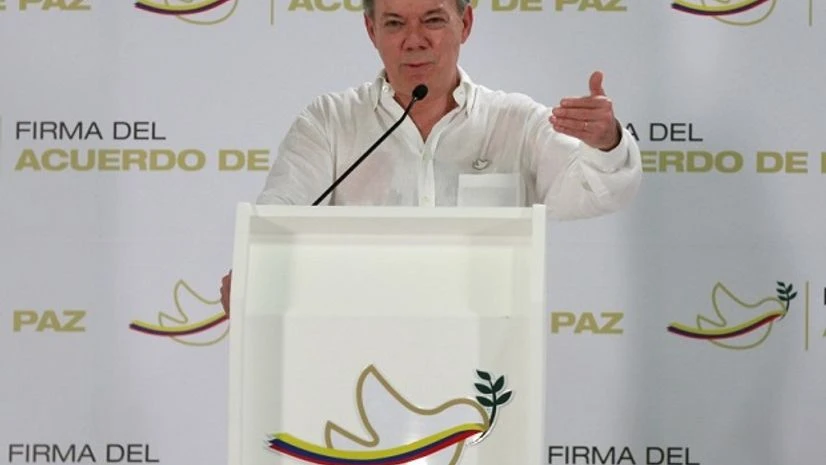 Colombia's President Juan Manuel Santos gestures during a news conference in Cartagena, Colombia. Photo: Reuters Colombia's President Juan Manuel Santos gestures during a news conference in Cartagena, Colombia. Photo: Reuters
