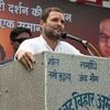 Congress Vice-President Rahul Gandhi addressing people during his kisan yatra.