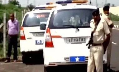 Loud explosion due to firecrackers at Porbandar Naval base in Gujarat Heavy security outside Porbandar Naval base after reports of an explosion. (Photo: Twitter/@ANI_news)