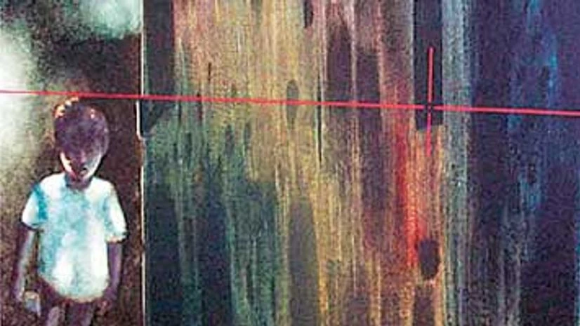 Yusuf Arakkal's painting from the 'Children in Conflict' series, oil on canvas Yusuf Arakkal's painting from the 'Children in Conflict' series, oil on canvas