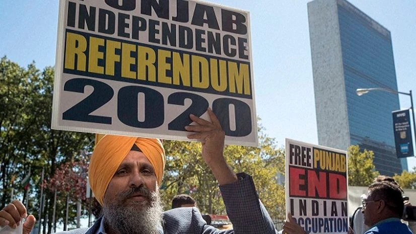 File photo. Protesters stand outside the United Nations during a demonstration to demand U.N. intervention against the recent ongoing Indian military build-up in Punjab. Photo: AP | PTI Protesters stand outside the United Nations during a demonstration to demand U.N. intervention against the recent ongoing Indian military build-up in Punjab. Photo: AP | PTI