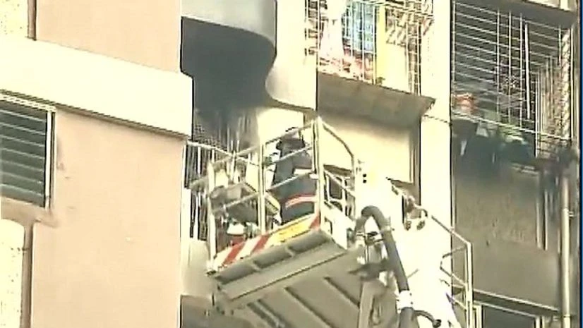 Fire broke out in Maker Tower in Cuffe Parade area in Mumbai, now under control. (Photo: ANI) Fire broke out in Maker Tower in Cuffe Parade area in Mumbai, now under control. (Photo: ANI)