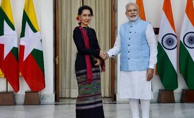 India to assist Myanmar to train its women police officers File photo of Prime Minister Narendra Modi shaking hands with Myanmar State Counsellor and Foreign Minister Aung San Suu Kyi