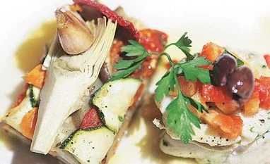 Ruling the power kitchens Fresh sole roulade with vegetable confit and black olives