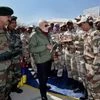 Prime Minister Narendra Modi offers sweets to jawans on the occasion of Diwali, at Sumdo in Himachal Pradesh (PTI Photo)
