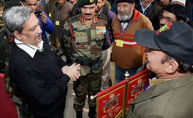 1 lakh ex-servicemen to get OROP benefits in two months: Manohar Parrikar Defence Minister Manohar Parikar along with Army Chief General Dalbir Singh interacts with ex-servicemen after paying tributes to the first Param Vir Chakra recipient Major Somnath Sharma on his 69th death anniversary in Kashmir. (Photo: PTI)