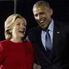 Democratic presidential candidate Hillary Clinton and President Barack Obama walk off stage after speaking at a rally at Independence Mall in Philadelphia.Photo: PTI