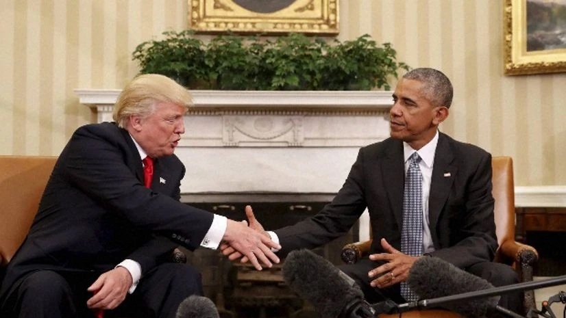 President Barack Obama shakes hands with President-designate Donald Trump in the Oval Office of the White House in Washington. President Barack Obama shakes hands with President-designate Donald Trump in the Oval Office of the White House in Washington.