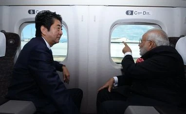 Mumbai-Ahmedabad bullet train finds a home at BKC Indian PM Narendra Modi (right) with Japan's PM Shinzo Abe (left) travelling in the Shinkansen bullet train (Photo: @MEAIndia Twitter handle)