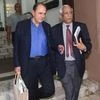 Nusli Wadia, director, Tata Motors and Subodh Bhargava, director of Tata Motors leave Bombay House after Tata Motors' board meeting in Mumbai. Photo: Kamlesh Pednekar