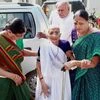 Prime Minister Narendra Modi's mother Hiraba visits a bank to exchange old currency at in Gandhinagar. (Photo: PTI)