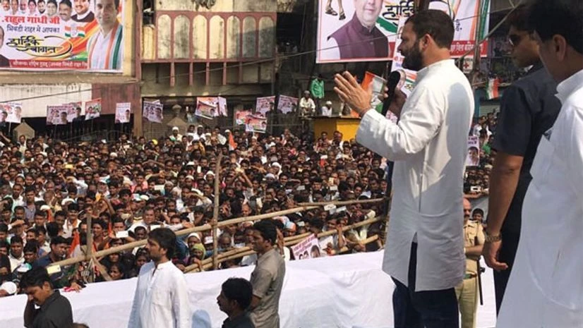 Congress Vice-President Rahul Gandhi addressing a rally in Bhiwandi, Maharashtra. Congress Vice-President Rahul Gandhi addressing a rally in Bhiwandi, Maharashtra.