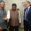Minister for Information Technology Ravi Shankar Prasad meets Bill Gates, co-founder, Microsoft and Minister of Electronics and Information Technology P P Chaudhary in New Delhi (Pic: Dalip Kumar)