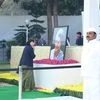 Congress President Sonia Gandhi pays tribute to former prime minister Indra Gandhi. (Photo: Twitter/@INCIndia)
