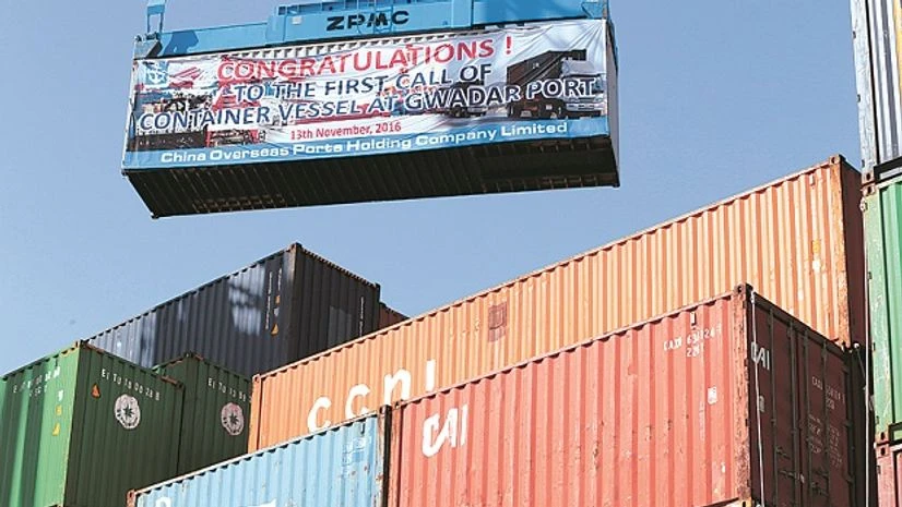 A container loaded on to the first Chinese container ship to depart after the inauguration of the China Pakistan Economic Corridor port in Gwadar, Pakistan on November 13. Courtesy: Reuters A container loaded on to the first Chinese container ship to depart after the inauguration of the China Pakistan Economic Corridor port in Gwadar, Pakistan on November 13. Courtesy: Reuters