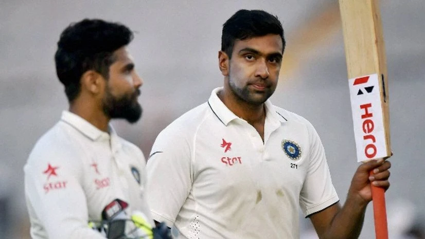 Indian batsmen Ravichandran Ashwin and Ravindra Jadeja walk off the field after the end of the 2nd day's play of 3rd India-England test match in Mohali. Indian batsmen Ravichandran Ashwin and Ravindra Jadeja walk off the field after the end of the 2nd day's play of 3rd India-England test match in Mohali.