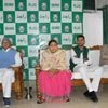 RJD Chief Lalu Prasad with former Bihar CM and Rabri Devi, deputy CM Tejashwi Yadav and Health Minister Tej Pratap at party legislators meeting in Patna