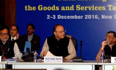 Consensus eludes Day 1 of GST Council meeting From Left: Hasmukh Adhia, Arun Jaitley and Santosh Gangwar. Photo: Dalip Kumar Jha