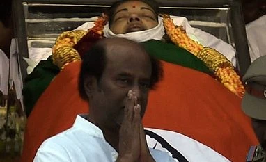 Rajinikanth turns 66; no celebrations due to Jayalalithaa's demise Tamil actor Rajinikanth paying his last respects to chief minister J Jayalalithaa at Rajaji Hall in Chennai. Photo: PTI