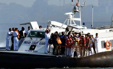 On board hovercraft, PM Modi does 'jalpuja' for Shivaji memorial Prime Minister Narendra Modi performing jalpujan for Shivaji memorial. Photo: Twitter (@PIB_India)